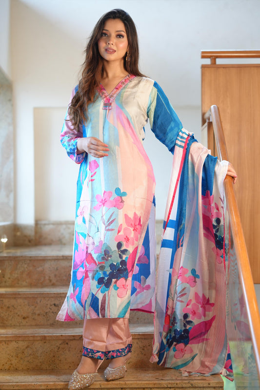 Ombré Tie-Dye Kurta Set with Salwar