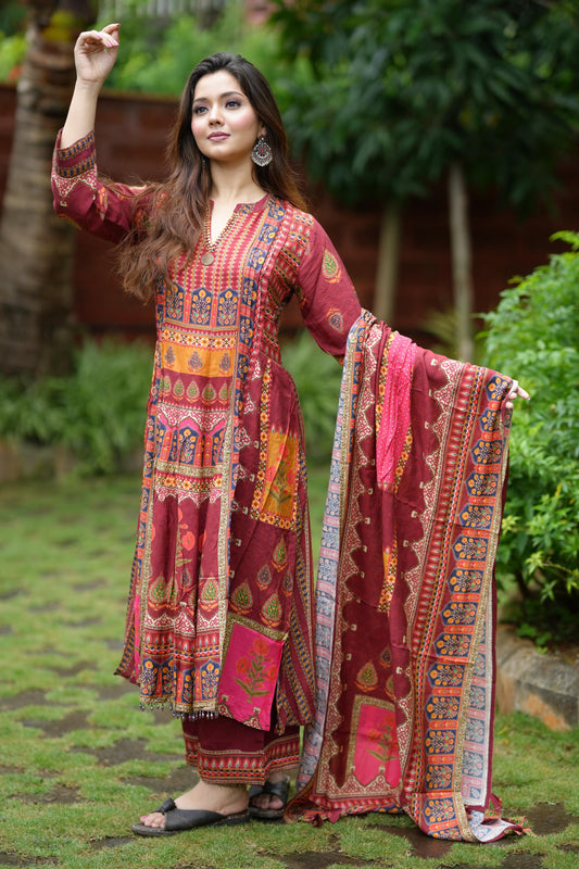 Printed Anarkali Kurta Set